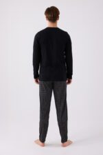 ⁦AR3172 طقم بيجاما للرجال قطن لون اسود⁩ - الصورة ⁦4⁩