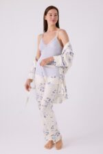 PC8885-S PIERRE CARDIN طقم بيجاما ثلاث قطع بتصميم مميز