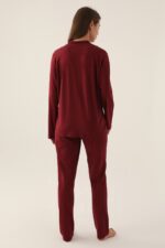 ⁦PC7717-S PIERRE CARDIN طقم بيجاما بأزرار  لون خمري قطن⁩ - الصورة ⁦4⁩