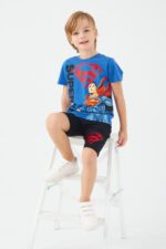 ⁦L1560-3 SUPERMAN تريننج شورت سوبرمان قطن للاولاد لون ازرق⁩ - الصورة ⁦4⁩