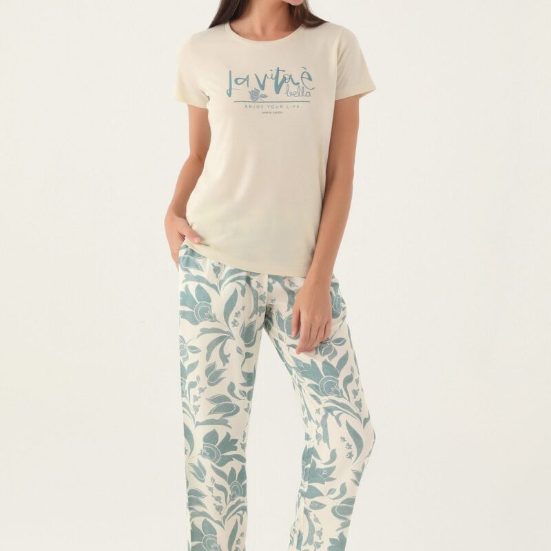 PC8825-S PIERRE CARDIN طقم بيجاما قطعتين قطن للنساء