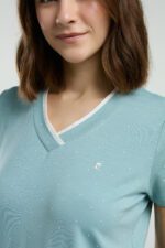 ⁦PC8984 PIERRE CARDIN طقم بيجاما قطن للنساء قطعتين  برمودا لون فيروزي⁩ - الصورة ⁦2⁩