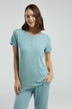 ⁦PC8985 PIERRE CARDIN طقم بيجاما قطن للنساء قطعتين لون فيروزي⁩ - الصورة ⁦5⁩