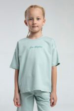 ⁦RP3590 طقم برمودا للفتيات قطن ثلاثة خيط لون فستقي⁩ - الصورة ⁦3⁩