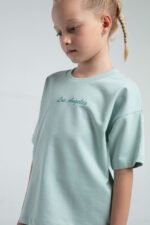 ⁦RP3590 طقم برمودا للفتيات قطن ثلاثة خيط لون فستقي⁩ - الصورة ⁦2⁩