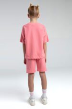 ⁦RP3590 طقم برمودا للفتيات قطن ثلاثة خيط لون وردي⁩ - الصورة ⁦5⁩
