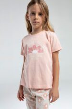 ⁦RP3608 طقم شورت قطن للبنات قطعتين لون مشمشي⁩ - الصورة ⁦4⁩