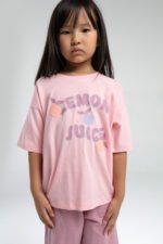 ⁦RP3620 طقم برمودا للفتيات قطن قطعتين لون زهري⁩ - الصورة ⁦3⁩