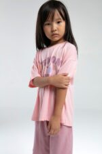 ⁦RP3620 طقم برمودا للفتيات قطن قطعتين لون زهري⁩ - الصورة ⁦6⁩