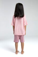 ⁦RP3620 طقم برمودا للفتيات قطن قطعتين لون زهري⁩ - الصورة ⁦8⁩