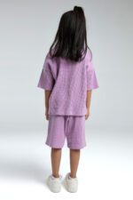 ⁦RP3628 طقم قطن للفتيات قطعتين لون وردي بنفسجي فاتح⁩ - الصورة ⁦2⁩