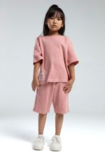 ⁦RP3628 طقم قطن للفتيات قطعتين لون وردي غباري⁩ - الصورة ⁦6⁩