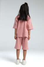 ⁦RP3628 طقم قطن للفتيات قطعتين لون وردي غباري⁩ - الصورة ⁦2⁩