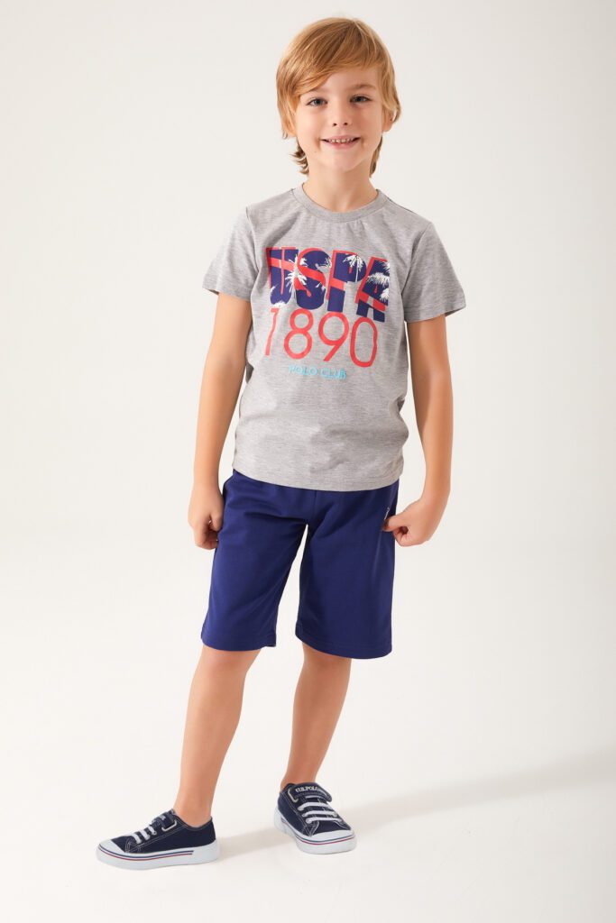 US1362 US POLO ASSN طقم شورت للاولاد قطن قطعتين