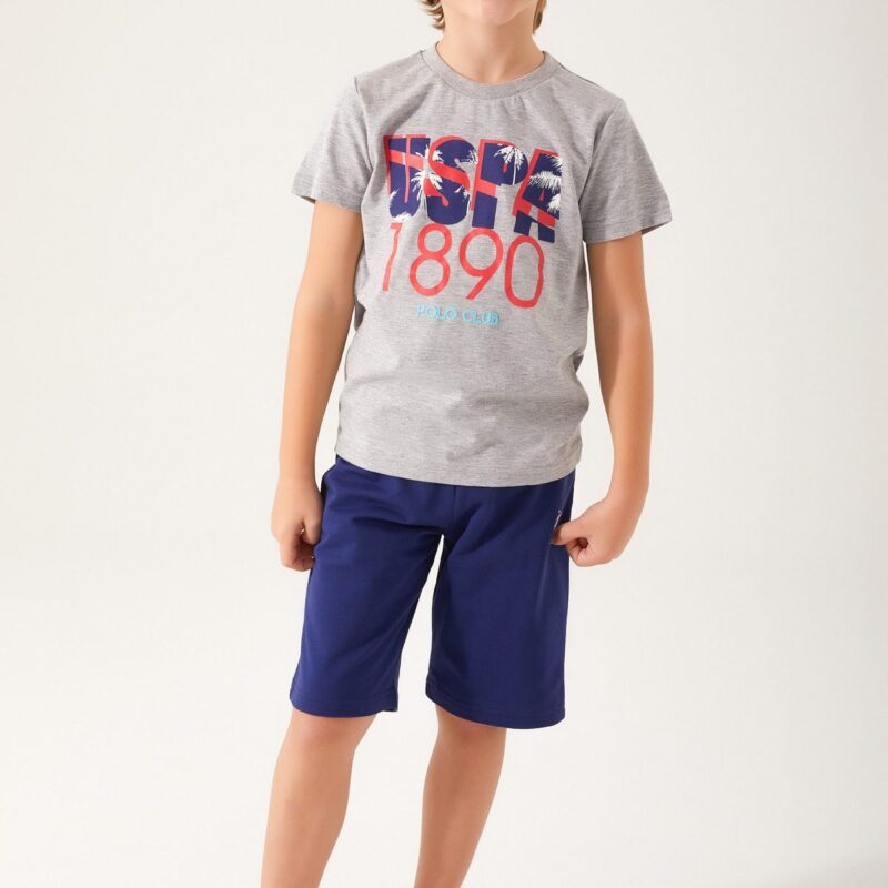 US1362 US POLO ASSN طقم شورت للاولاد قطن قطعتين