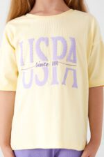 ⁦US1416 US POLO ASSN  طقم للبنات قطن قطعتين فلو سايز⁩ - الصورة ⁦3⁩