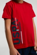 ⁦US2013 US POLO ASSN طقم بيجاما قطن قطعتين للاولاد بلوز لون احمر⁩ - الصورة ⁦3⁩