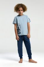 ⁦US2013 US POLO ASSN طقم بيجاما قطن قطعتين للاولاد بلوز لون ازرق⁩ - الصورة ⁦4⁩