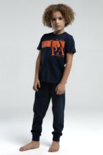 ⁦US2016 US POLO ASSN طقم بيجاما قطن قطعتين للاولاد لون كحلي⁩ - الصورة ⁦5⁩