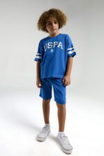 US2022 US POLO ASSN تريننج قطن ثلاثة خيط للاولاد لون ازرق