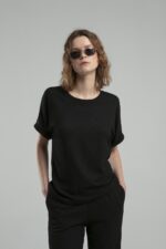 ⁦BMY0012 BENMANAJ طقم قماش قطعتين للنساء لون اسود⁩ - الصورة ⁦2⁩