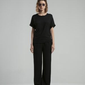 BMY0012 BENMANAJ طقم قماش قطعتين للنساء لون اسود