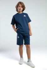 36225JW KAPPA BRAND تريننج شورت للاولاد قطن قطعتين لون كحلي