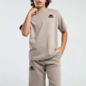 36225JW KAPPA BRAND تريننج شورت للاولاد قطن قطعتين لون بيج