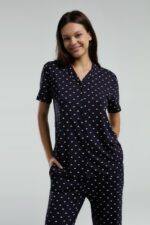 ⁦AR3226-S طقم بيجاما للنساء قطعتين لون كحلي⁩ - الصورة ⁦5⁩