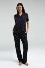 AR3226-S طقم بيجاما للنساء قطعتين لون كحلي