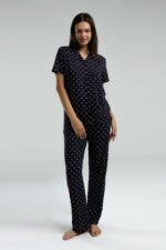 ⁦AR3226-S طقم بيجاما للنساء قطعتين لون كحلي⁩ - الصورة ⁦3⁩