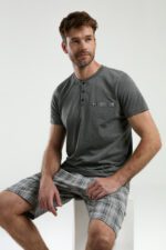 ⁦AR3348-S طقم بيجاما ثلاث قطع قطن للرجال مع علبة كرتون⁩ - الصورة ⁦2⁩