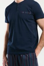 ⁦AR3354-S طقم بيجاما لون كحلي ثلاث قطع قطن للرجال مع علبة كرتون⁩ - الصورة ⁦4⁩