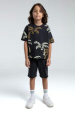 ⁦RP3573 طقم شورت للاولاد قطن قطعتين لون رمادي⁩ - الصورة ⁦5⁩