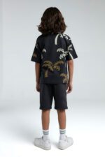 ⁦RP3573 طقم شورت للاولاد قطن قطعتين لون رمادي⁩ - الصورة ⁦3⁩