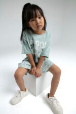 ⁦RP3621-2 طقم شورت للفتيات قطن لون فيروزي⁩ - الصورة ⁦3⁩