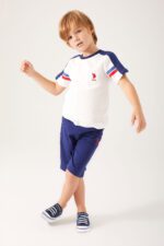 ⁦US1305 USPOLO طقم شورت للاطفال قطعتين قطن لون ابيض ماركة⁩ - الصورة ⁦2⁩