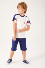 ⁦US1305 USPOLO طقم شورت للاطفال قطعتين قطن لون ابيض ماركة⁩ - الصورة ⁦4⁩