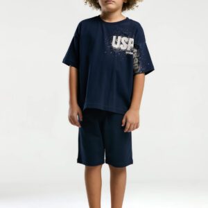 US2026 US POLO ASSN طقم شورت قطن لون كحلي للاولاد