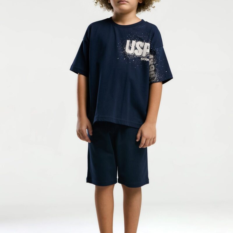 US2026 US POLO ASSN طقم شورت قطن لون كحلي للاولاد