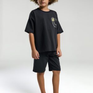 US2053 US POLO ASSN طقم شورت للاولاد قطن ثلاثة خيط لون رمادي غامق