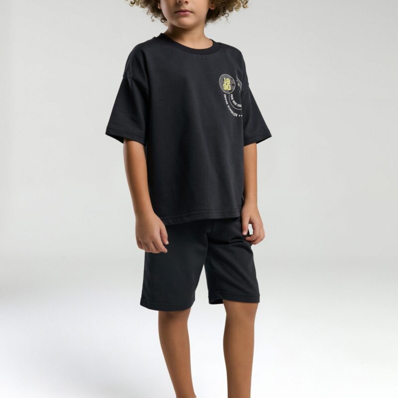 US2053 US POLO ASSN طقم شورت للاولاد قطن ثلاثة خيط لون رمادي غامق