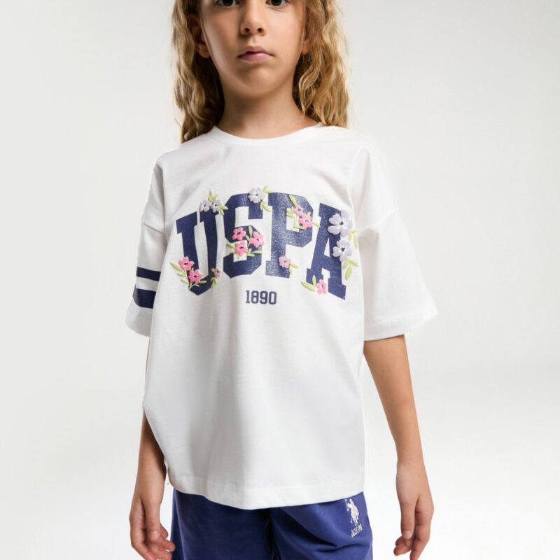 US2070 US POLO ASSNطقم للفتيات برمودا قطن