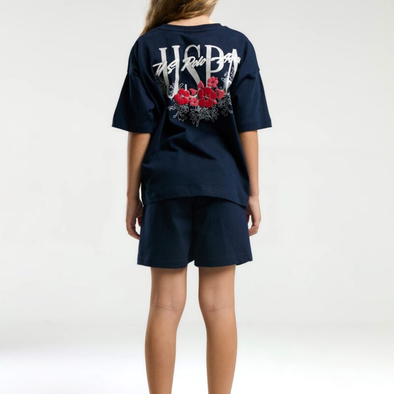 US2072-4 Us Polo Assn طقم شورت للفتيات قطن قطعتين