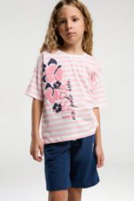 ⁦US2074  US POLO ASSN  طقم للبنات قطن شورت قطعتين لون زهري⁩ - الصورة ⁦2⁩