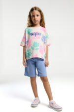 US2095 US POLO ASSN طقم للفتيات بنطال برمودا قطن