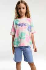 ⁦US2095 US POLO ASSN طقم للفتيات بنطال برمودا قطن⁩ - الصورة ⁦4⁩