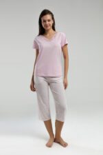 AR3253 طقم بيجاما قطن برمودا للنساء قطعتين