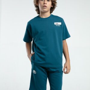 36225JW KAPPA BRAND تريننج شورت للاولاد قطن قطعتين لون تركواز