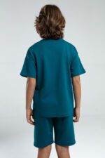 ⁦36225JW KAPPA BRAND تريننج شورت للاولاد قطن قطعتين لون تركواز⁩ - الصورة ⁦4⁩